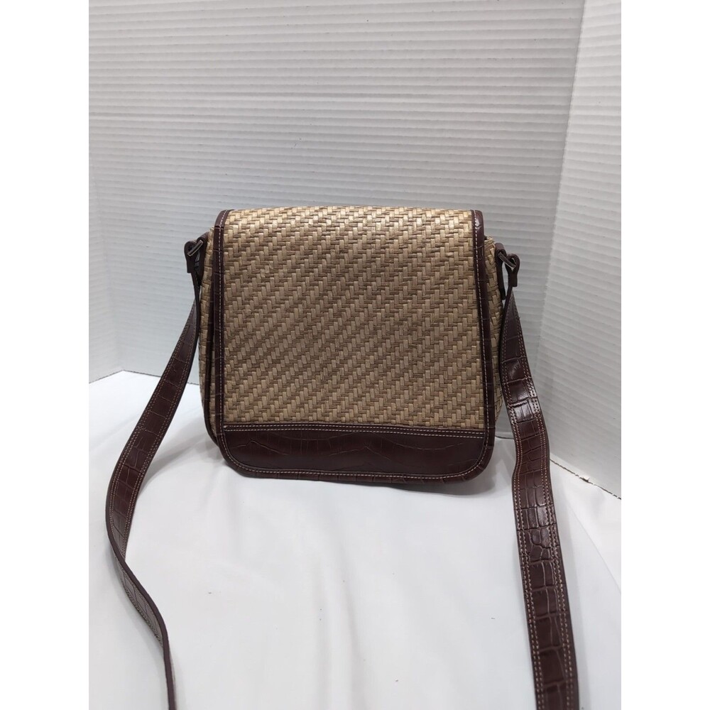 Liz Claiborne Woven Beige Faux Leather Trim Shoulder Bag Purse NWOT